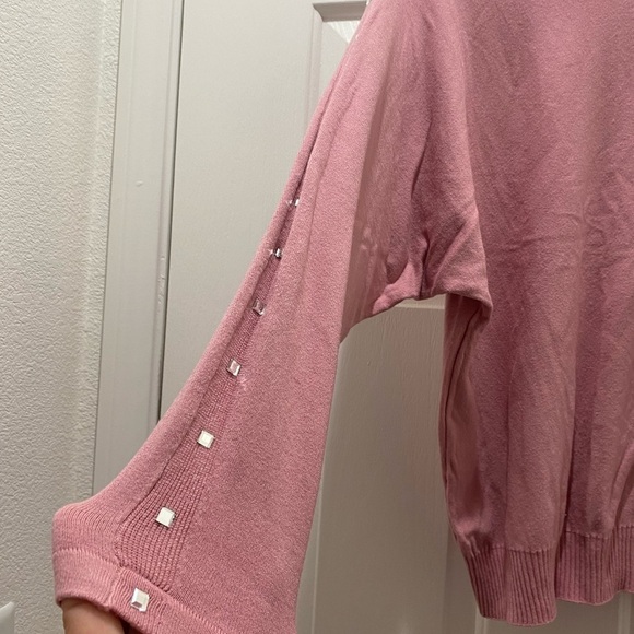 Pink Boat Neck Sweater with Rhinestone Detail - Picture 2 of 6